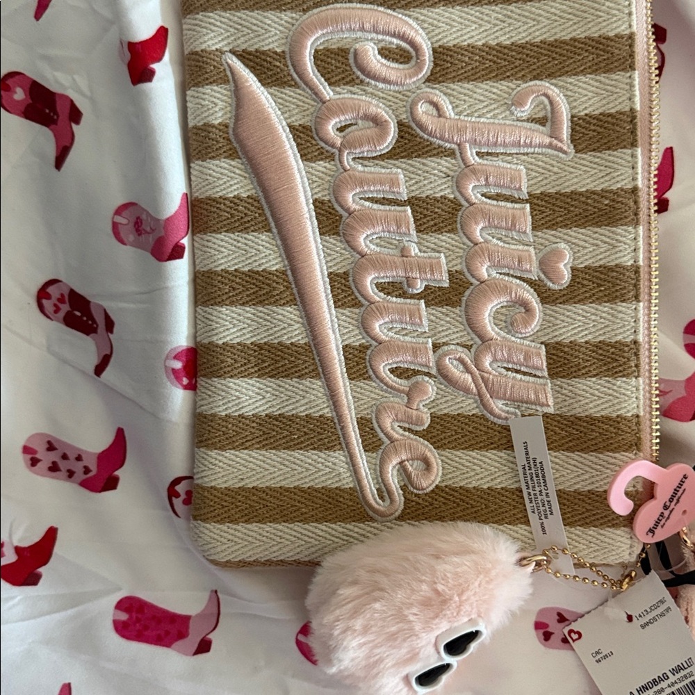 Juicy Couture Beige and Pink Striped Wristlet - Picture 4 of 4